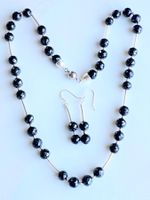 🖤✨ Edles Schmuckset – Halskette & Ohrringe – Black Obsidian