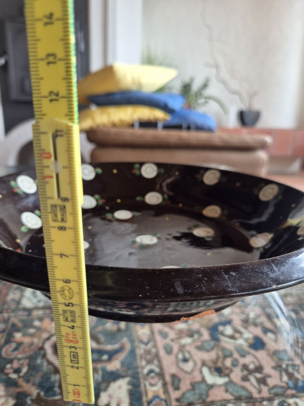 Schalen: Tonschale braun mit Blumenmuster handgemacht 29cm – Gebraucht aus Herisau von Mischoma 4