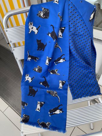 FISCHBACHER ECHTSEIDE SCHAL  Katzenmotiv i...