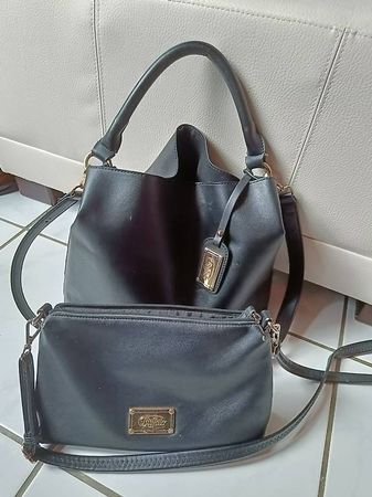 2 in 1 Damen Buffalo Handtasche Set | schwarz | modern