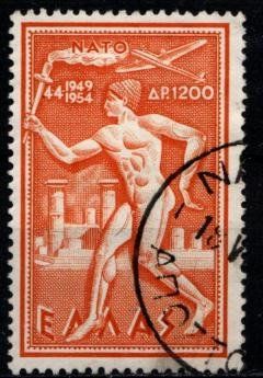 Tutti i francobolli: Timbre rare Grèce OTAN 1954 - Obl. – Usato da Blonay venduto da Leglaude_01