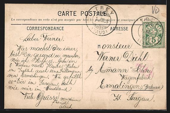 Cartes postales: AK Trey, Pensionnat Cornamusaz – D'occasion à Berlin par bartko-reher 1
