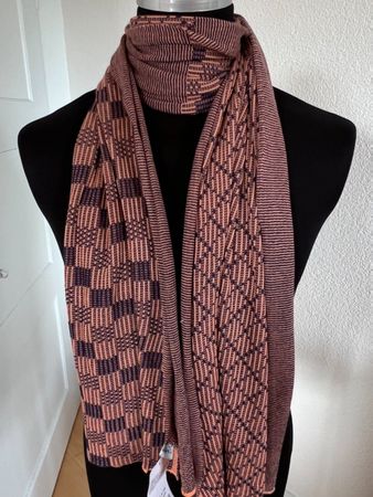 Colora Schal, Dunkelblau/Lachs, NEU