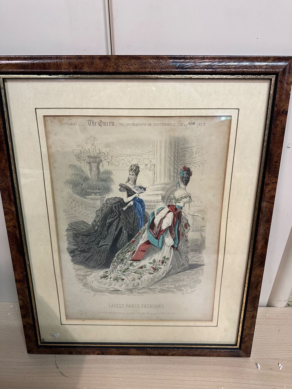 Gravures: Gravure antique mode Paris 1873, encadré – D'occasion à Lausanne par artnouveau04