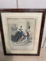 Gravure antique mode Paris 1873, encadré