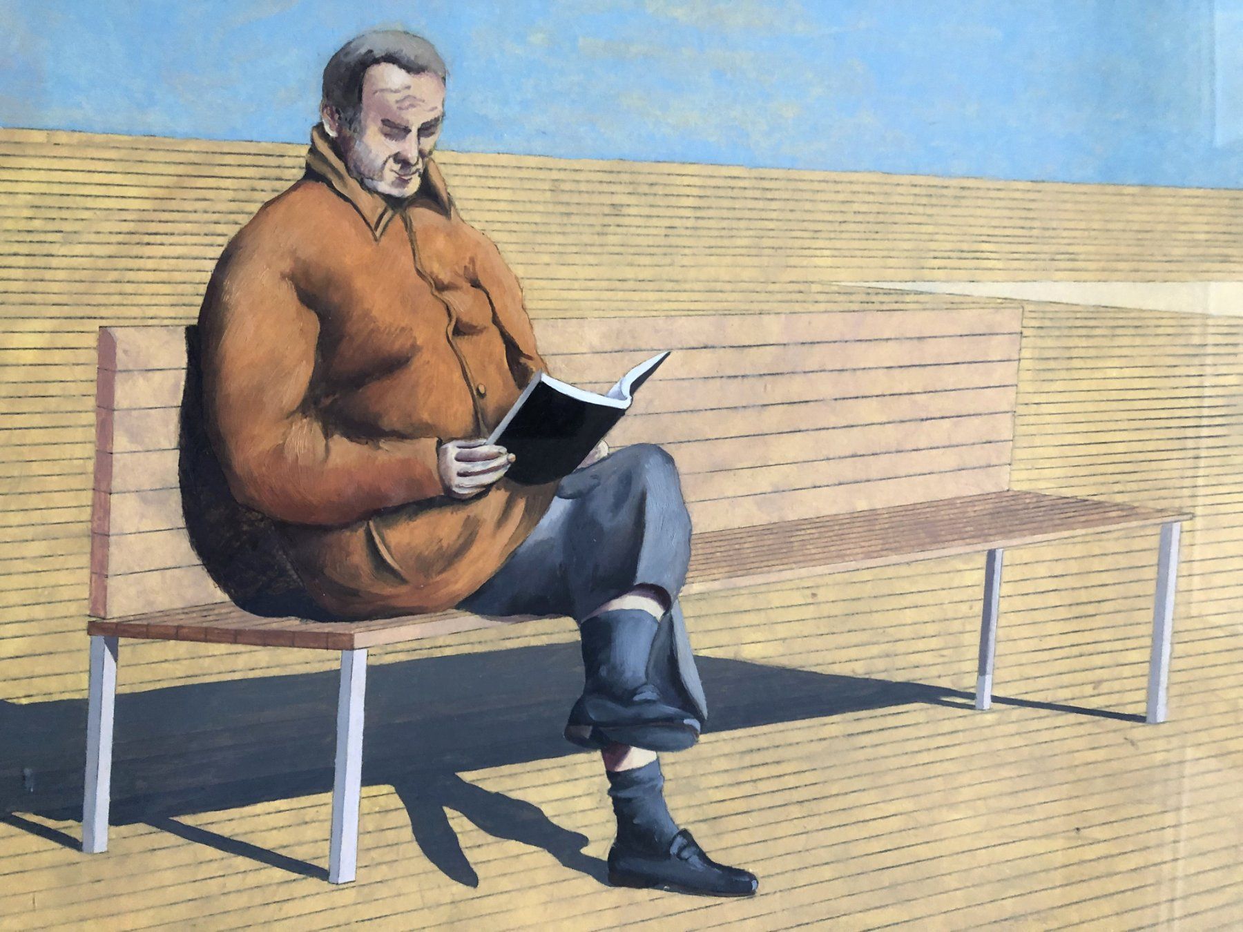 Gemälde: Gina Portera - Gemälde - "Man on a bench" - Mischtechnik – Gebraucht aus Schaffhausen von durruti 2