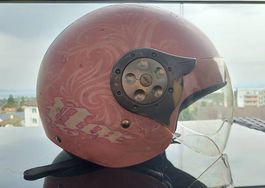 Casque moto rose