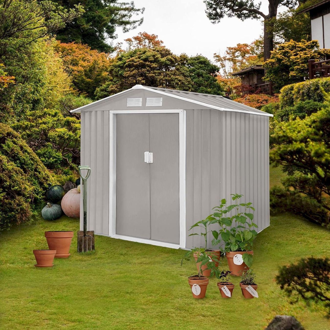 Casette da giardino & serre: HATTORO S100 Metall Gerätehaus Hellgrau – Nuovo e nell'imballaggio originale da Bottighofen venduto da zaap 4