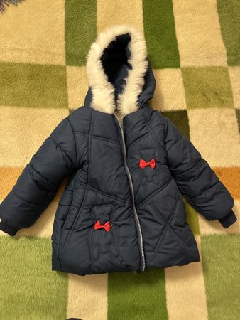 Girl's Navy Winter Coat with Fur Trim - 2 /3 yrs old