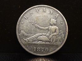 Replika einer antiken Silbermünze 5 PESETAS 1870 ESPANA
