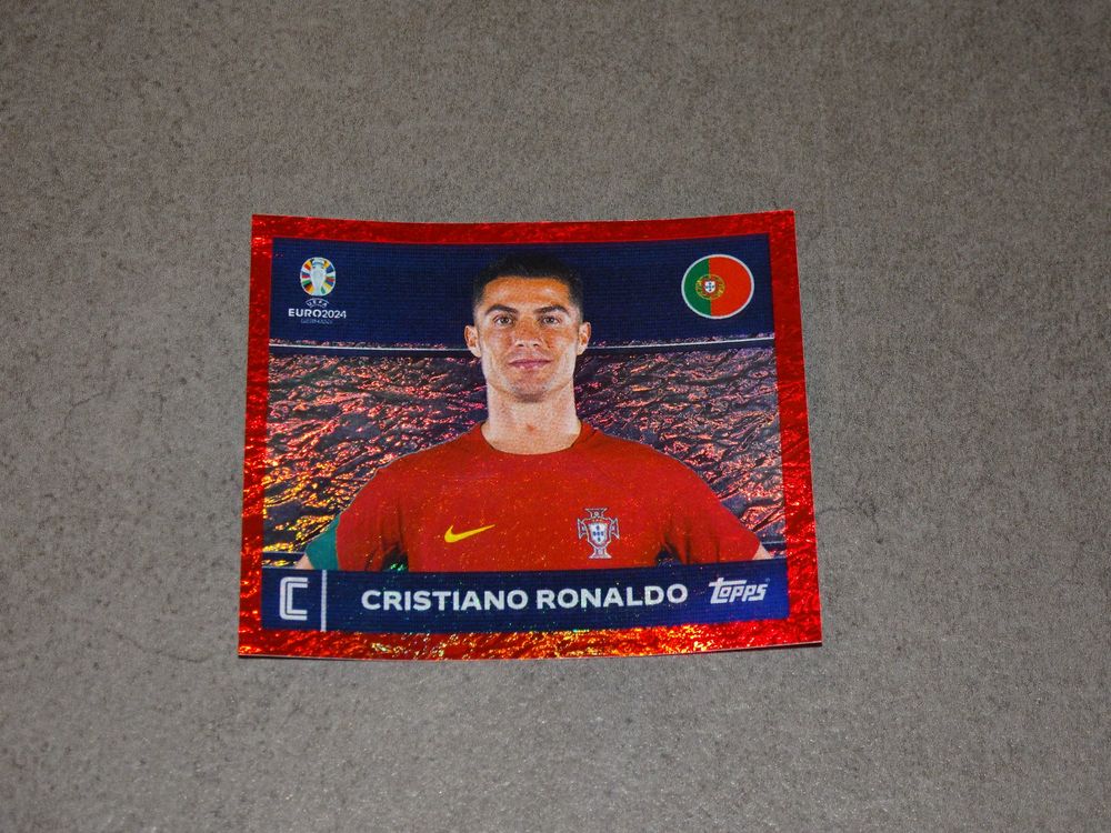 Topps Sticker POR 2, Ronaldo, Rot, Euro / EM 2024 (Neu (gemäss ...