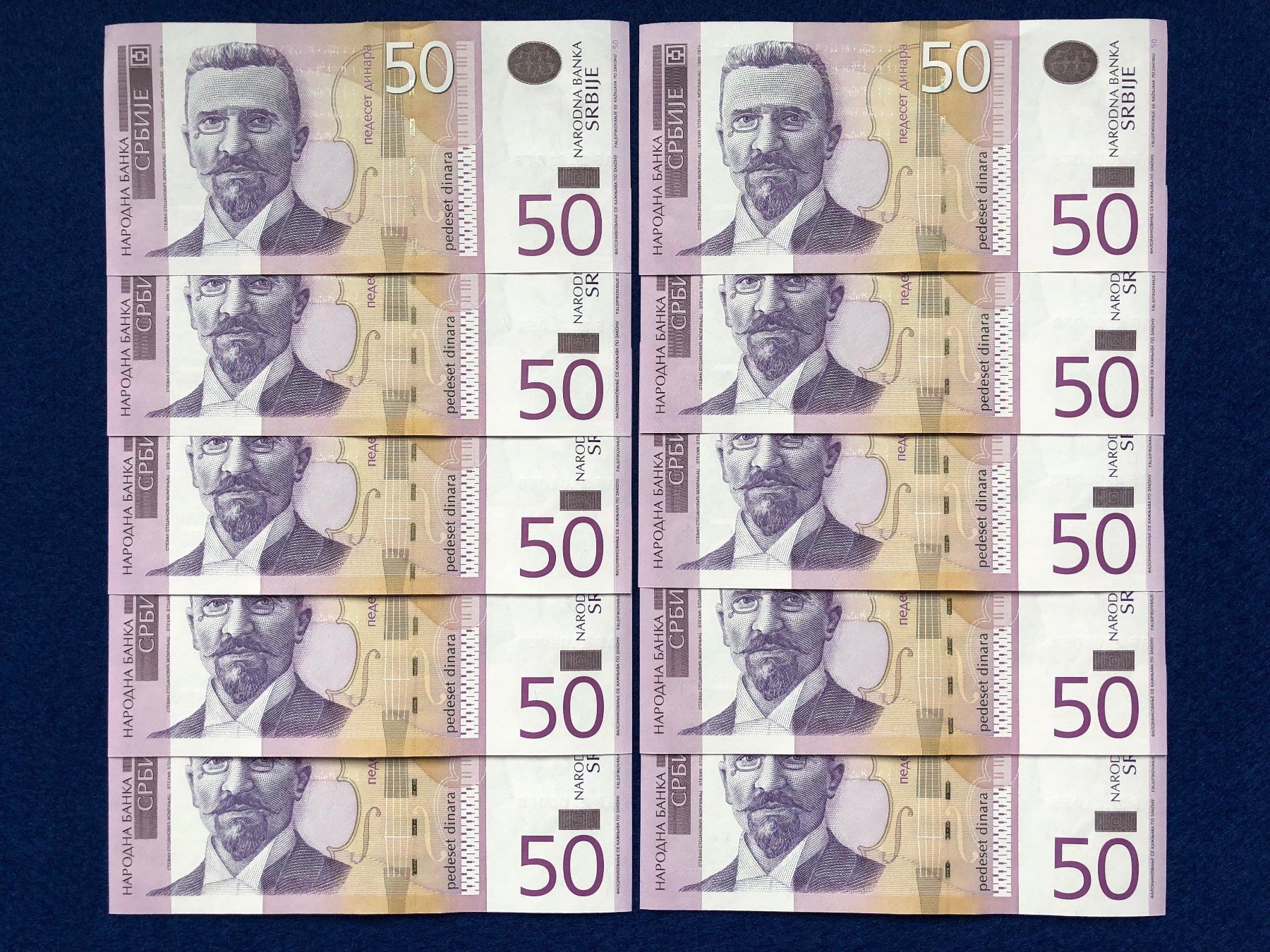 Banconote: Serbien 2005 - 10 x 50 Dinara UNC – Nuovo e nell'imballaggio originale da Pfäffikon SZ venduto da Sieben77