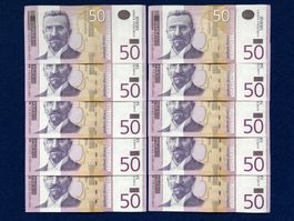 Serbien 2005 - 10 x 50 Dinara UNC
