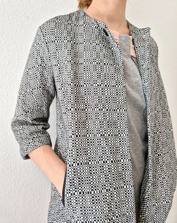 LEONARDO JACKE XS SCHWARZ WEISS MANTEL TRENCHCOAT EDIKETT