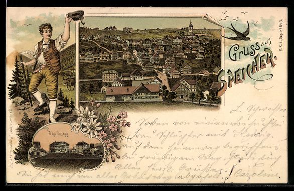Cartoline postali: Litho Speicher, Totalansicht, Vögelinse – Usato da Berlin venduto da bartko-reher
