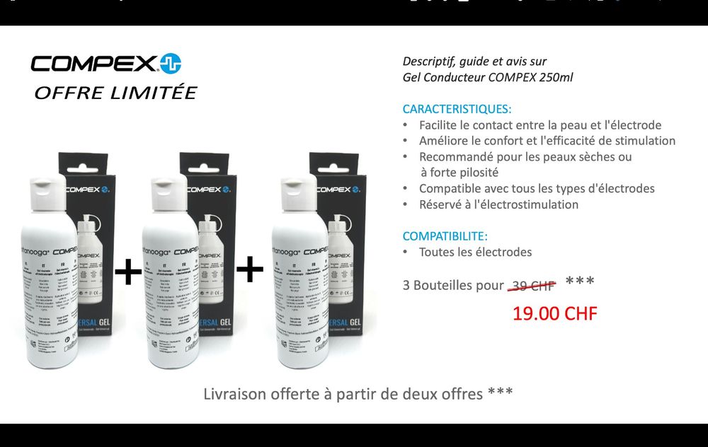Gel Conducteur Compex 3 bouteilles pour 19 chf (Neu und ...