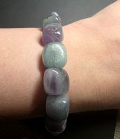 💜💚 Wunderschönes Kunzit & Hiddenit Freiform-Armband D💚💜