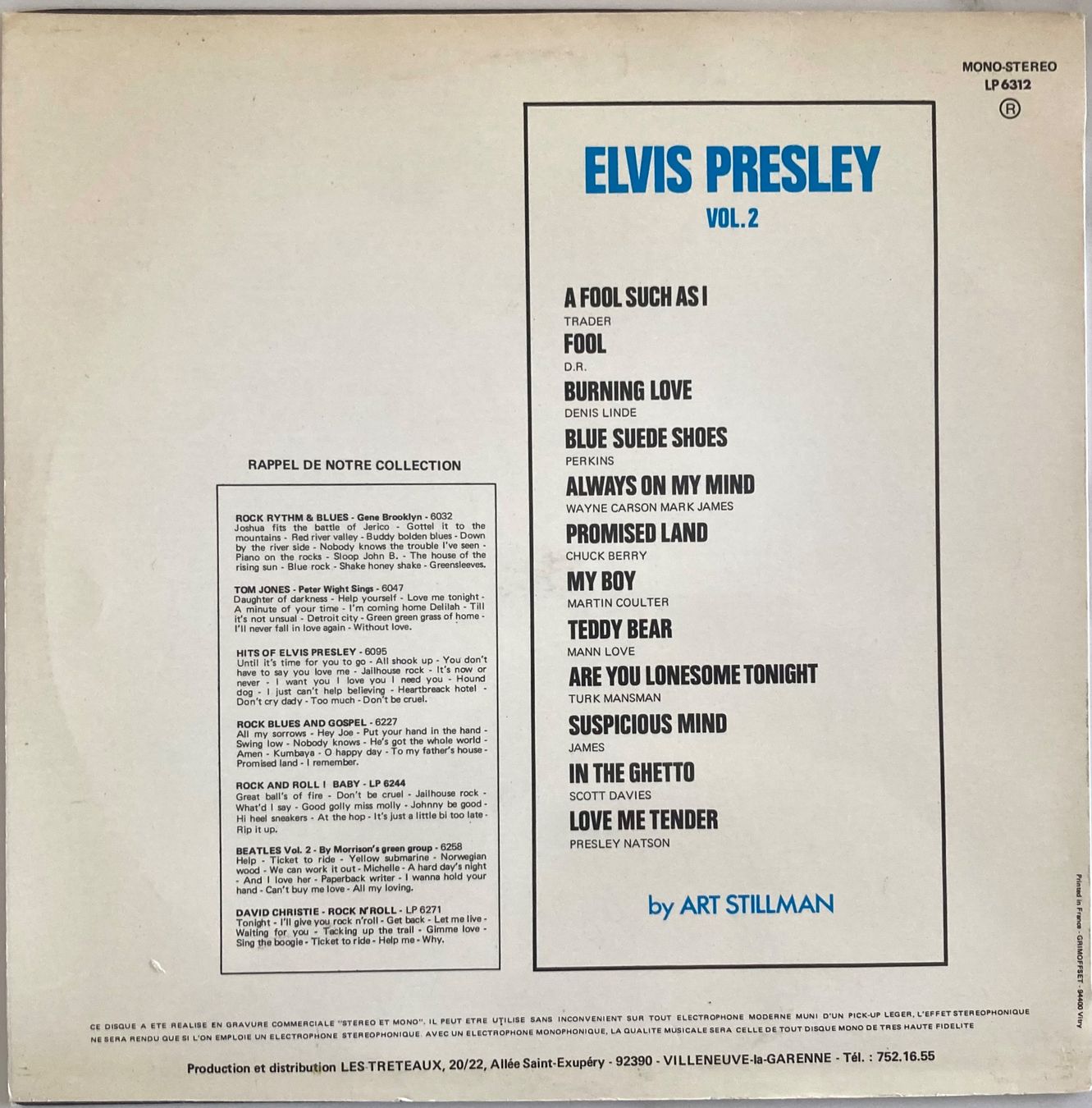 Schallplatten: ART STILLMAN - ELVIS PRESLEY – Gebraucht aus Poliez-Pittet von Newtown-Records 1