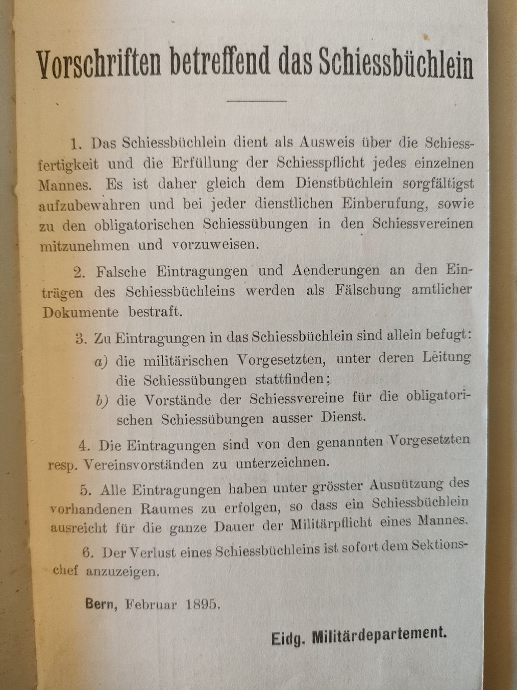 Documenti: Antikes Schiessbüchlein ca 1920 – Usato da Schwanden Sigrisw venduto da pho_2mc9 2