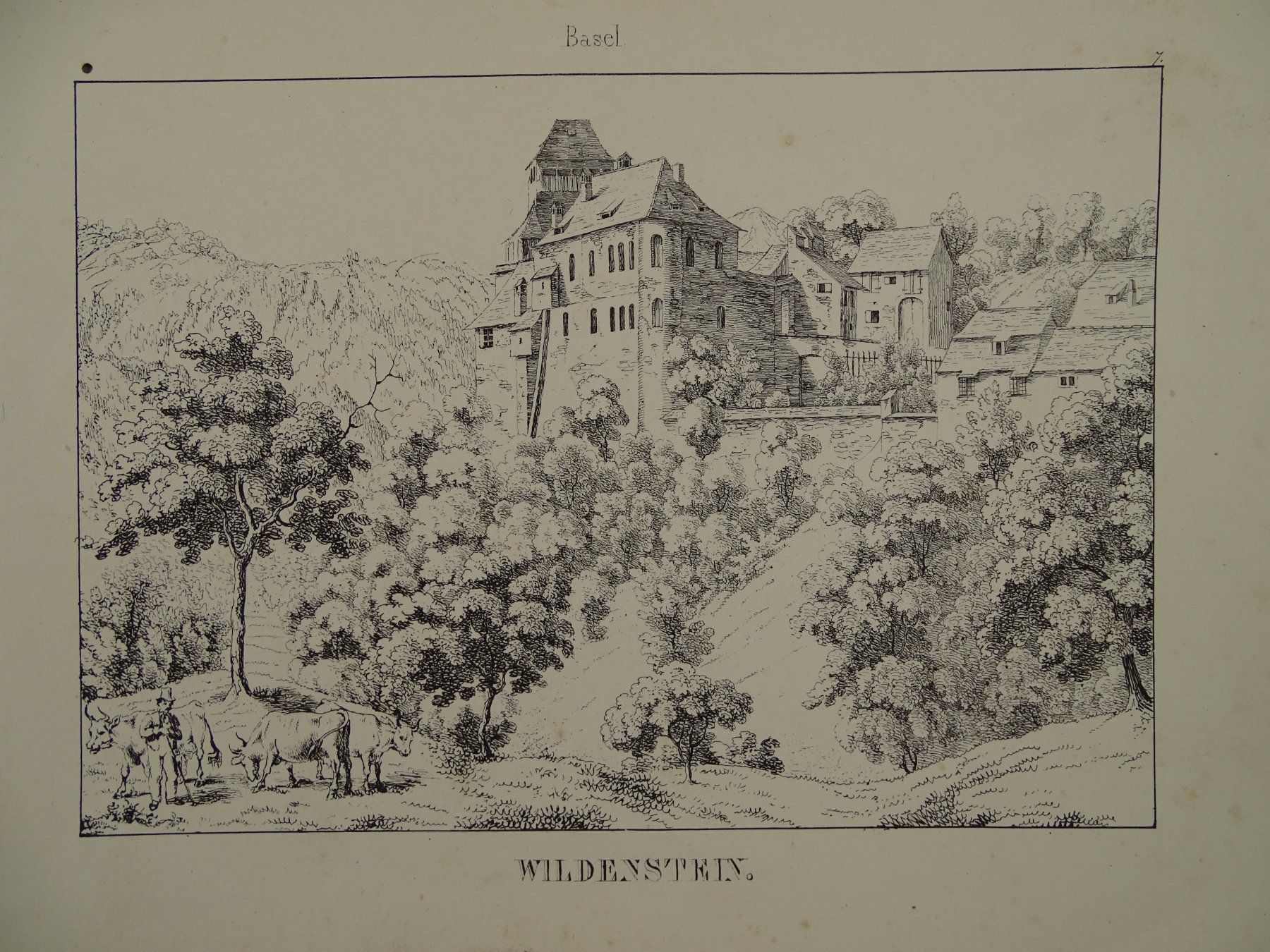 Incisioni: WILDENSTEIN, BASEL, FEDERLITHOGRAPHIE 1840 – Usato da Grüningen venduto da Kartensammler 2