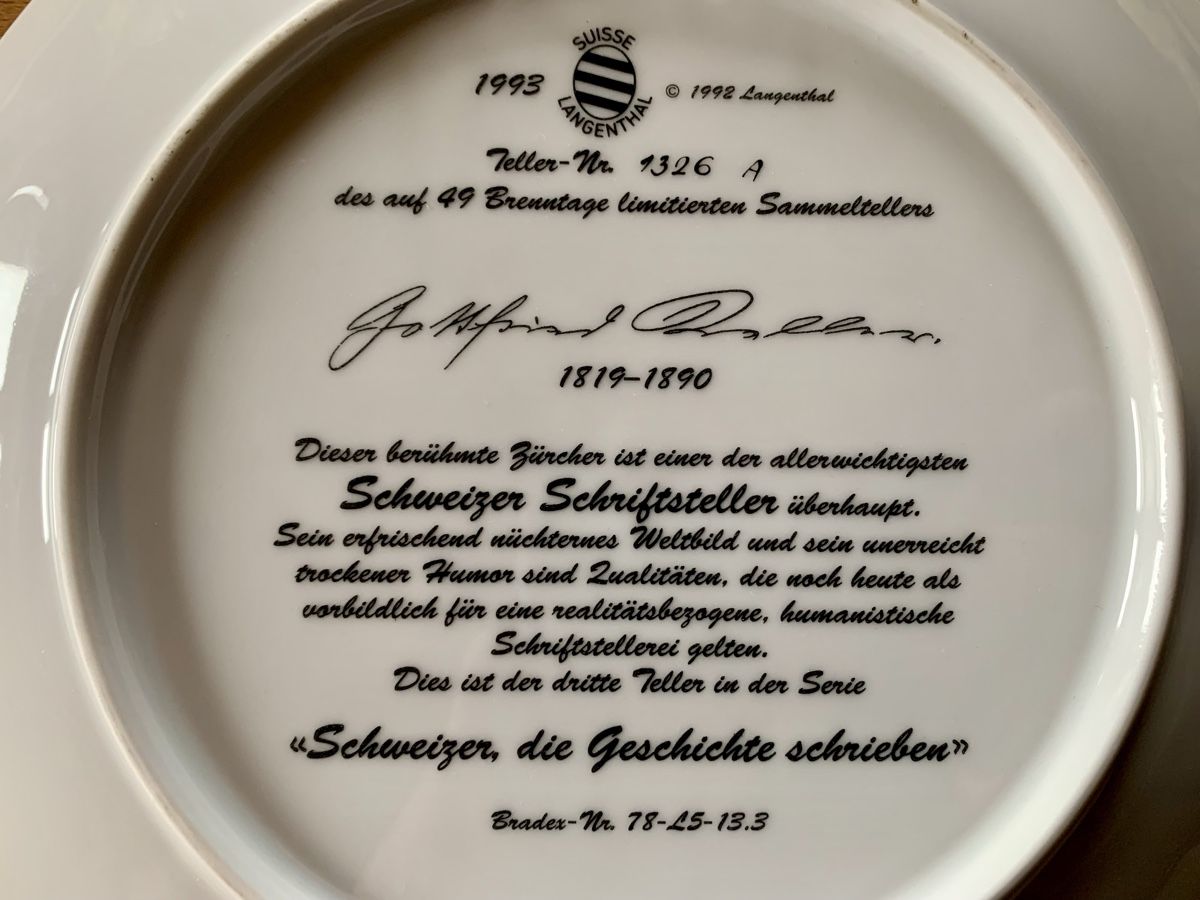 Teller: Wandteller Langenthal Gottfried Keller – Gebraucht aus Auenstein von Stevezee 4