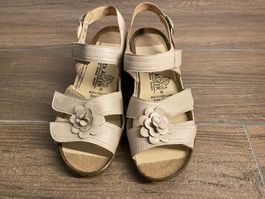 Waldläufer Sandalen mit Blumen beige Gr. 38