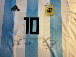 Diego Maradona + Lionel Messi signiertes Trikot Argentinien