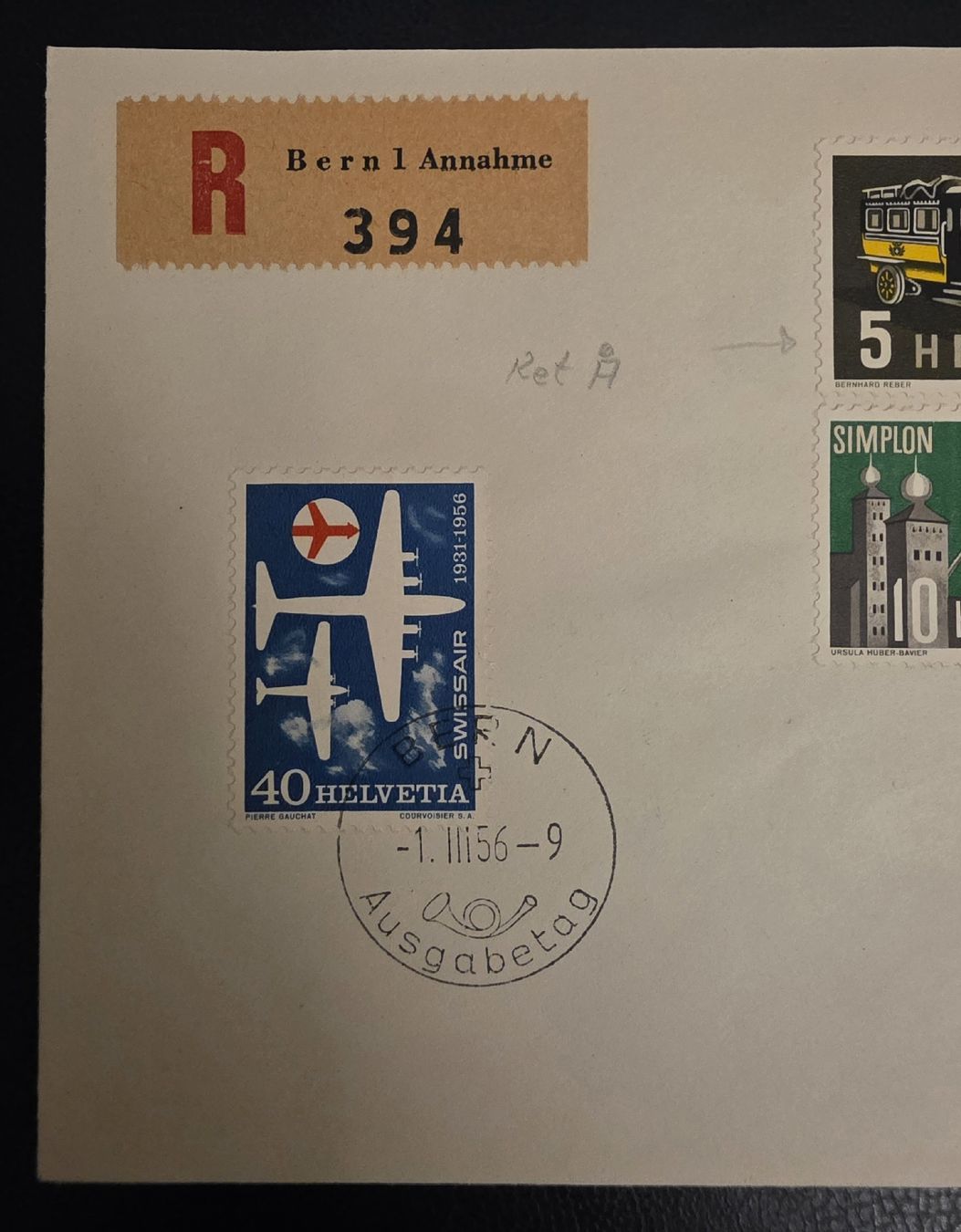 Tutti i francobolli: 1956 Gedenkmarken FDC  – Usato da Bern venduto da Kocholo 3