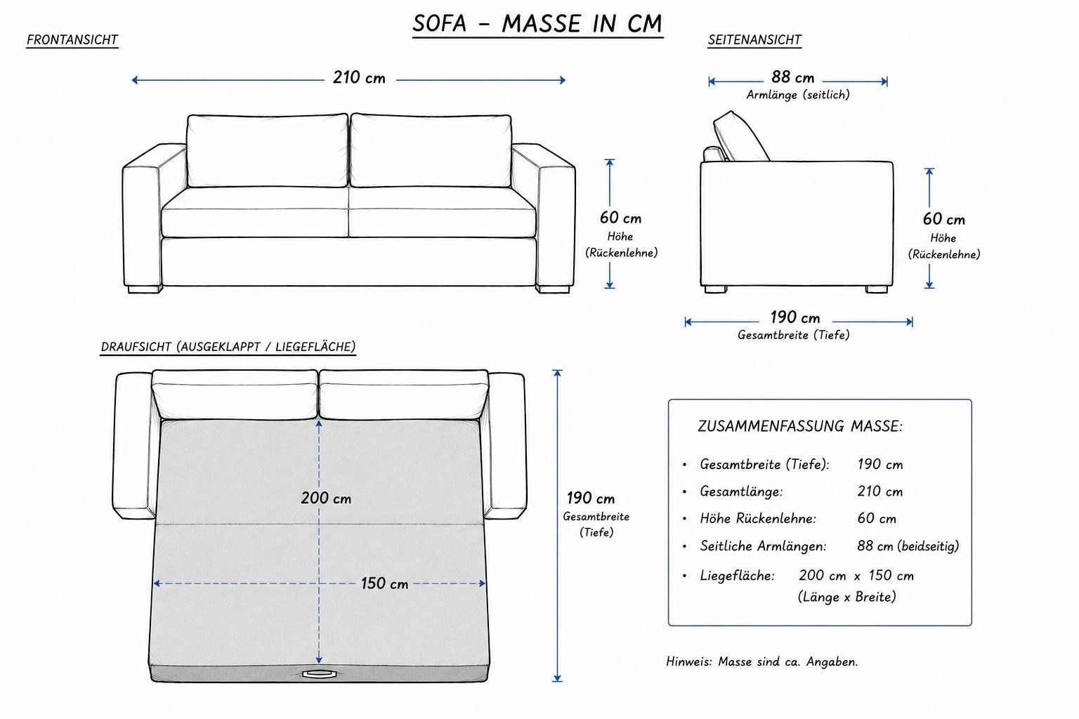 Sofas: Schlafsofa (Länge: 200cm / Breite: 150cm) – D'occasion à Stäfa par sim_b2kx 1