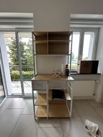 Küchenregal mit Steckdosenleiste weiss Holzoptik