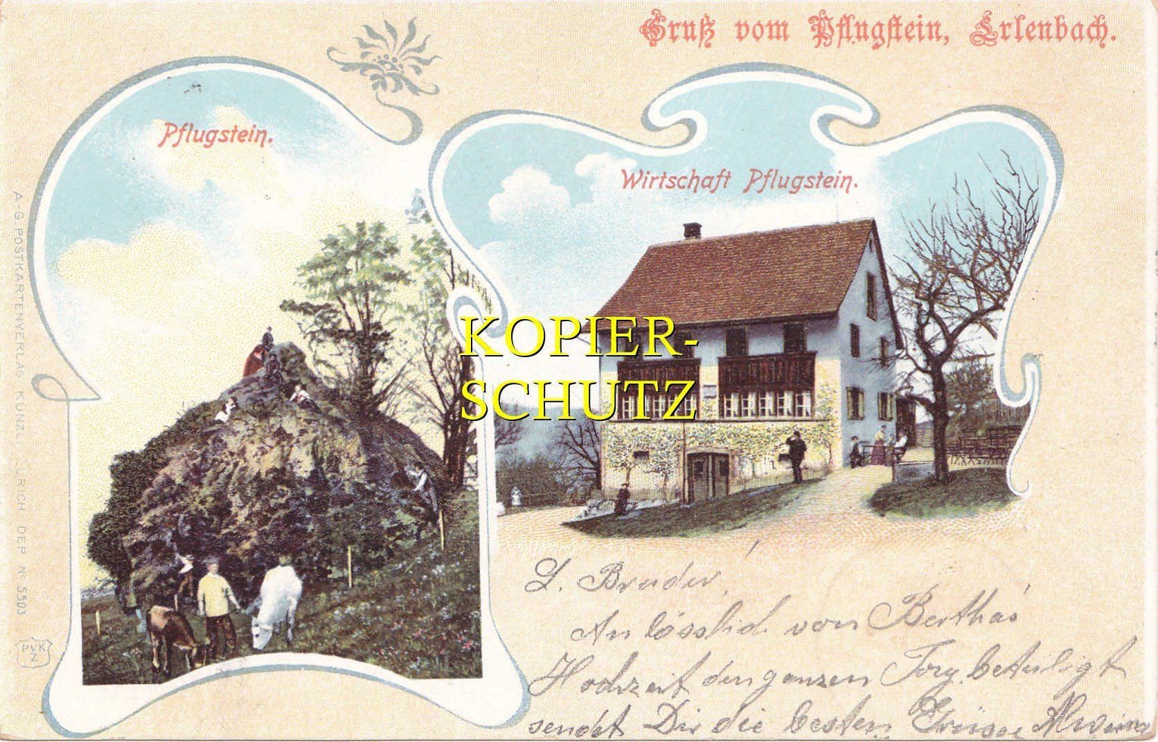Cartoline postali: Gruss vom Pflugstein, Erlenbach /as – Usato da Hombrechtikon venduto da Rudolf07