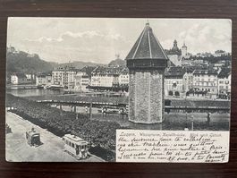 LUZERN Wasserturm, Kapellbrücke, Gütsch, TRAM / STRASSENBAHN