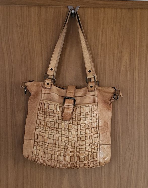 Sac à Main Vintage Marron Clair - Occasion Très Bon état, Simili Cuir, Style Rétro
