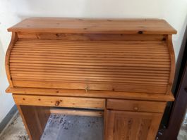 Schreibtisch Sekretär Holz mit Rollade. (Echt Holz)