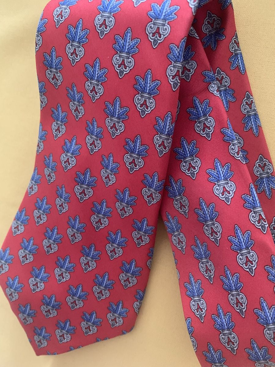 Cravatte: Cravatta HERMÈS Paris 100% Seta Rossa Blu – Usato da Lugano venduto da Edera49 4