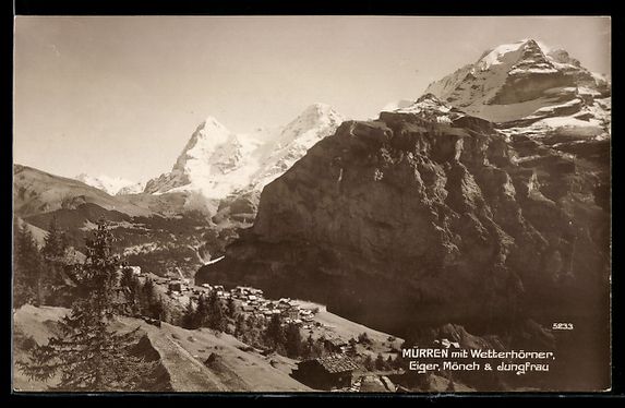 Cartoline postali: Mürren, Wetterhörner, Eiger, Mönch, J – Usato da Berlin venduto da bartko-reher