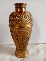 Antike Messing Vase orientalisch verziert Handarbeit 205 Gr.