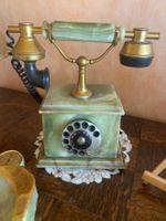 Téléphone vintage en onyx et métal doré d'occasion