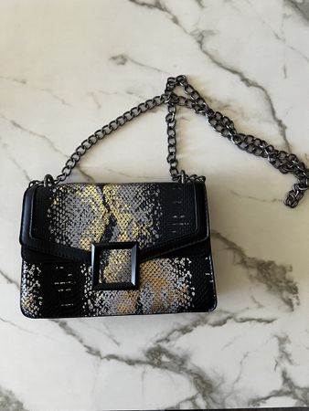 Tasche Schlangenoptik Schwarz-Gold 🐍 AB 5.-