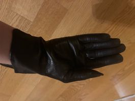 Handschuhe Elegante Lederhandschuhe Gr. 7 schwarz gefüttert