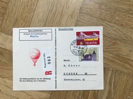 1958, Ballonkarte mit Stempel Mollis