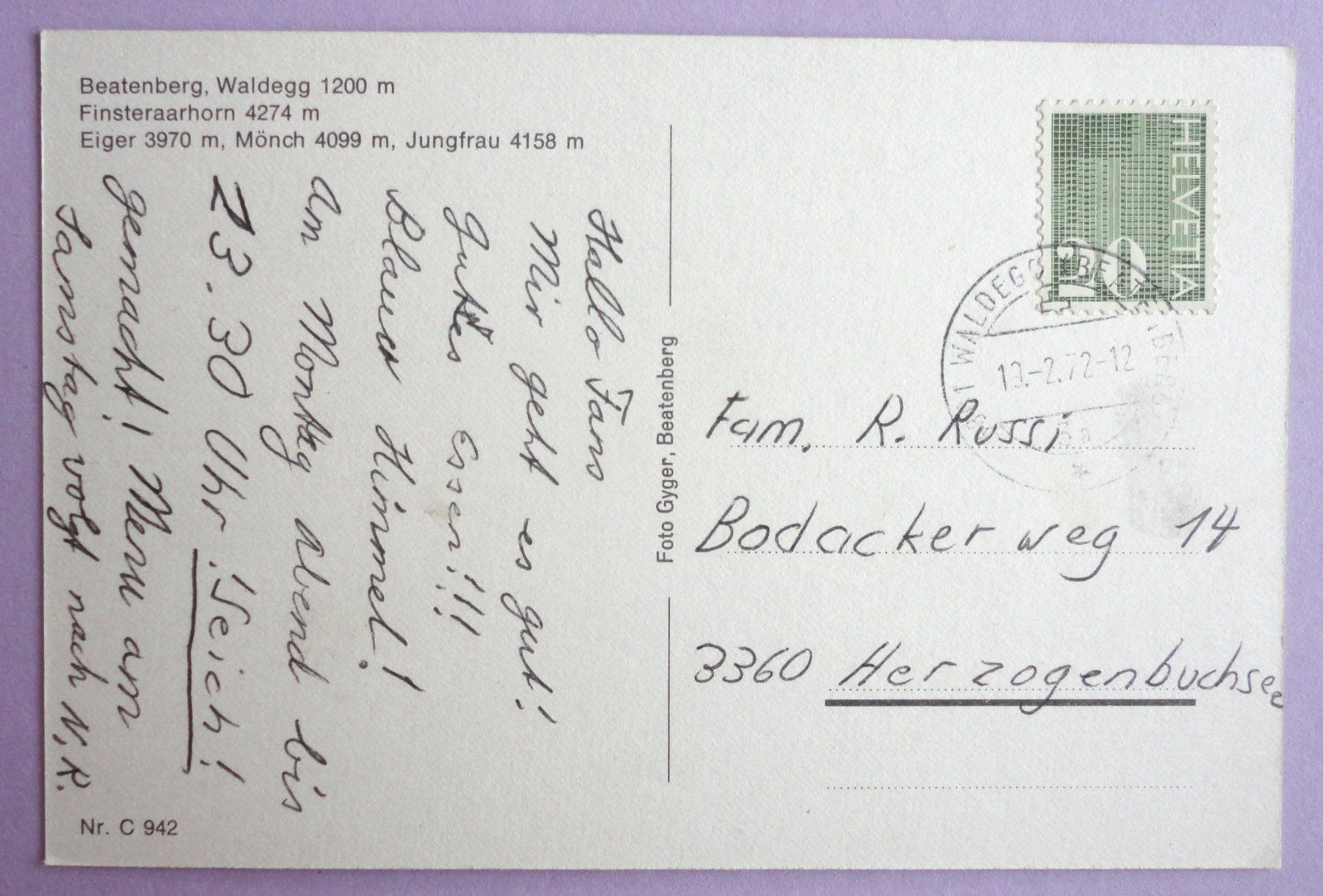Cartoline postali: Beatenberg, Waldegg 1200 m – Difettoso da Fétigny venduto da Billy2miny 1