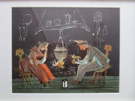 ALOIS CARIGIET GRAFIK HINTER PASSEPARTOUT NEUWERTIG