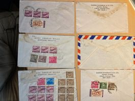 Indien 1972 Lot 6 Geschäftsbriefe vor-/rückseitig frankiert