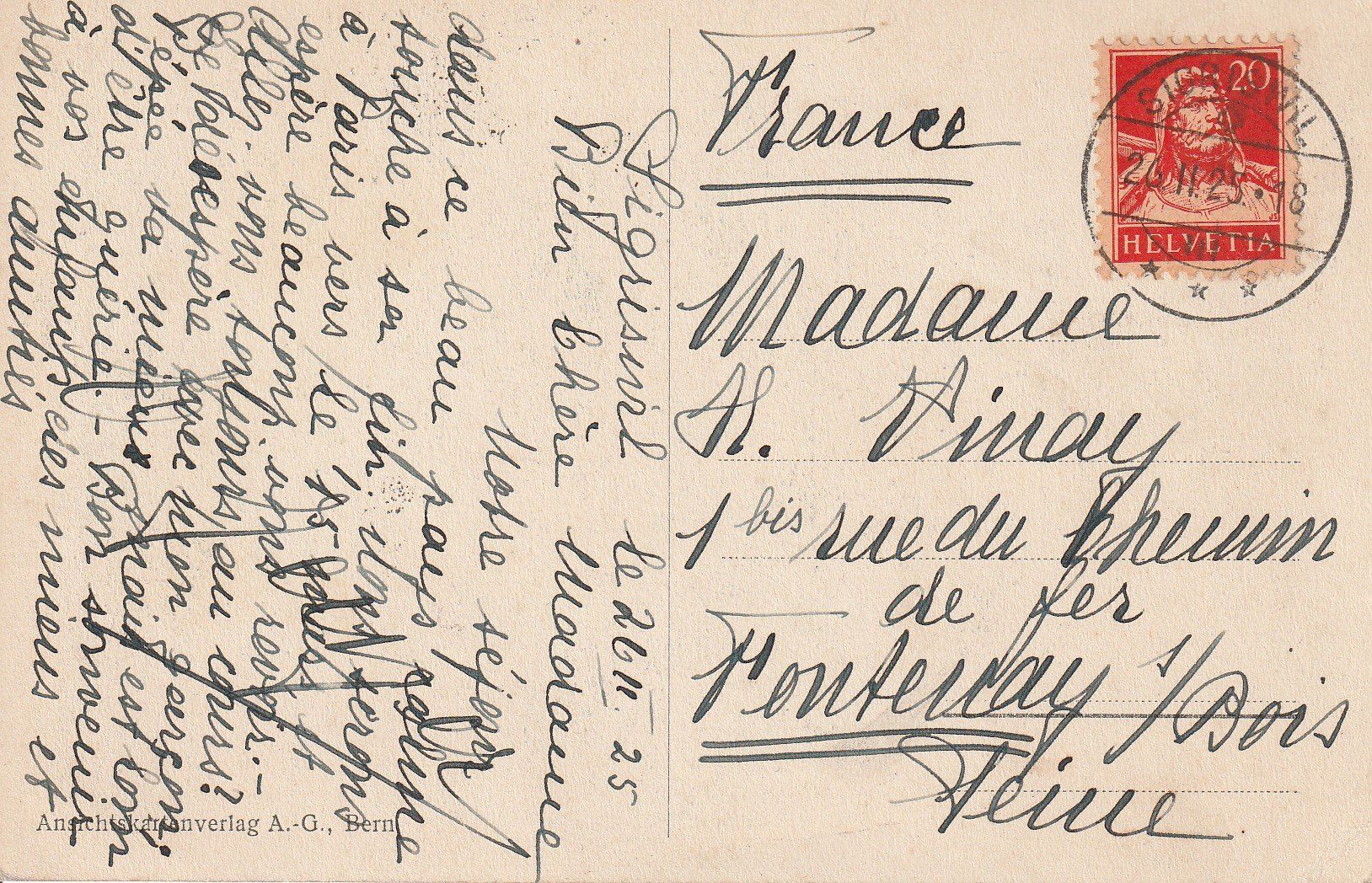 Cartoline postali: AK Justistal - gel. 26.2.1925 – Usato da Fribourg venduto da schnalla92 1