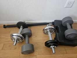 Hantelset mit Hantelstange und Koffer gebraucht