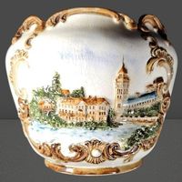 🏰 Antiker Blumentopf mit Stadtmotiv – Handarbeit! 🏰