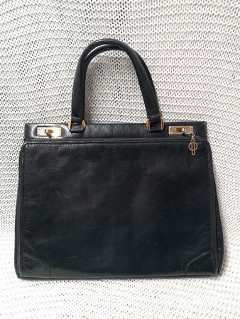 BALLY Vintage Echt-Leder Handtasche, schwarz