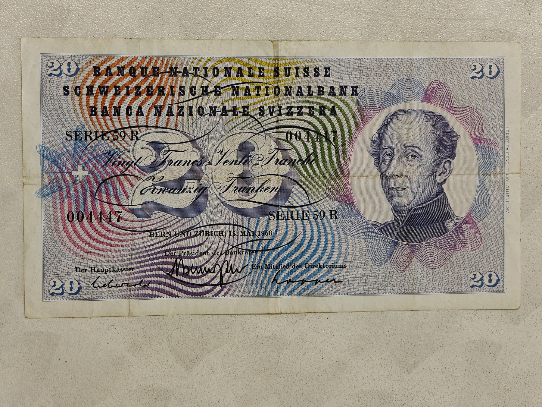 Banconote: 20 Franken Banknote gebraucht 1968 – Usato da Bad Zurzach venduto da Agia