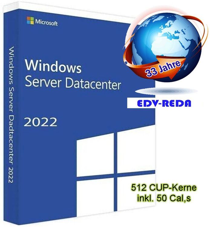 Windows Server 2022 Datacenter 512 CPUKerne und 50 CALs Kaufen auf